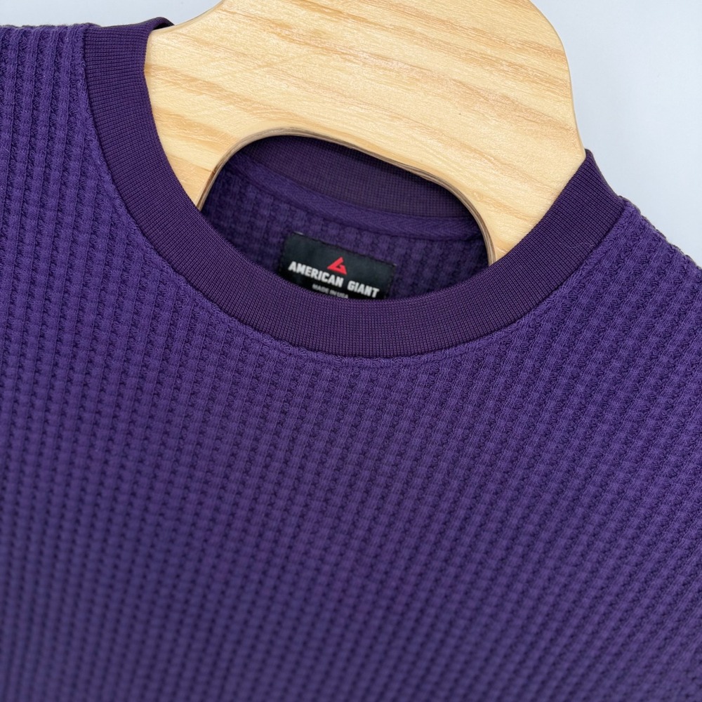 American Giant Men's Waffle Long Sleeve Crew Shirt Size M Purple Velvet Thermal